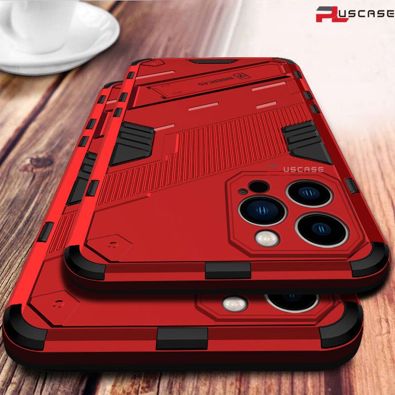 PlusCase for Apple iPhone 13 Pro Max Stand Shockproof Phone Case Lens Camera Protection Armor Hard Casing