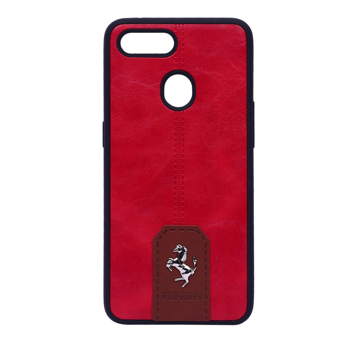 Ferrari Leather Back Case for Oppo F9 -Red
