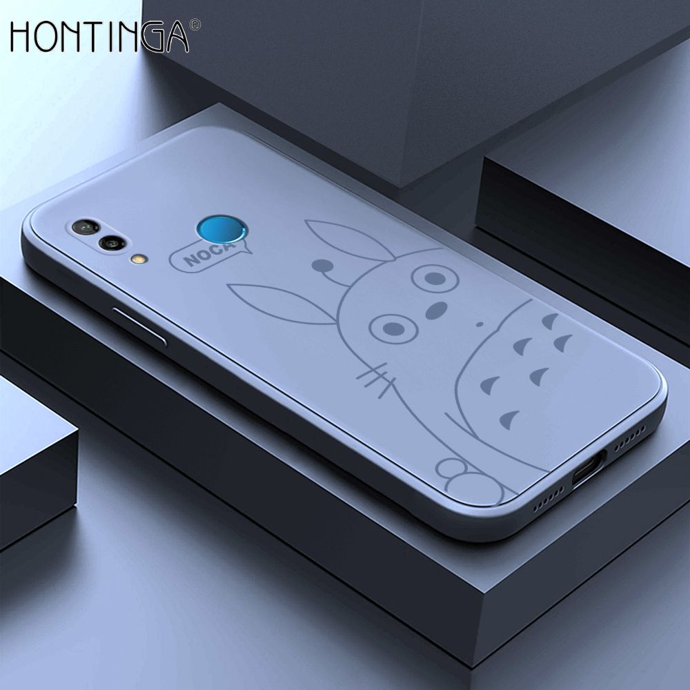 Hontinga for Huawei Nova 3E Case Cartoon Cute Totoro Pattern Back Cover Soft Square Edge Liquid Silicone Phone Cases
