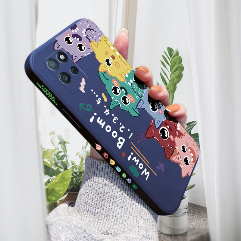 AMORVOR for Realme V11 5G Back Cover Cute Cartoon Monsters Side design Soft Case Liquid Silicone Phone Cases