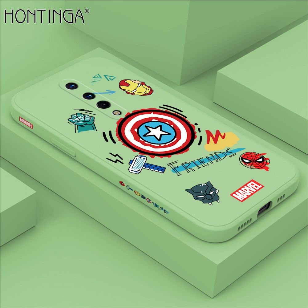 Hontinga for OnePlus 8 Case Side Design Trendy Cartoon Sign Back Cover Soft Square Edge Pattern Liquid Silicone Phone Cases