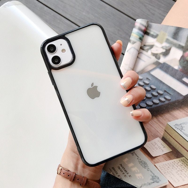 Clear Solid Candy Color Phone Case For iPhone 12 11 Pro Max X XR XS Max 7 8 6 Plus Hard Acrylic Back Cover For iPhone 13 Pro Max