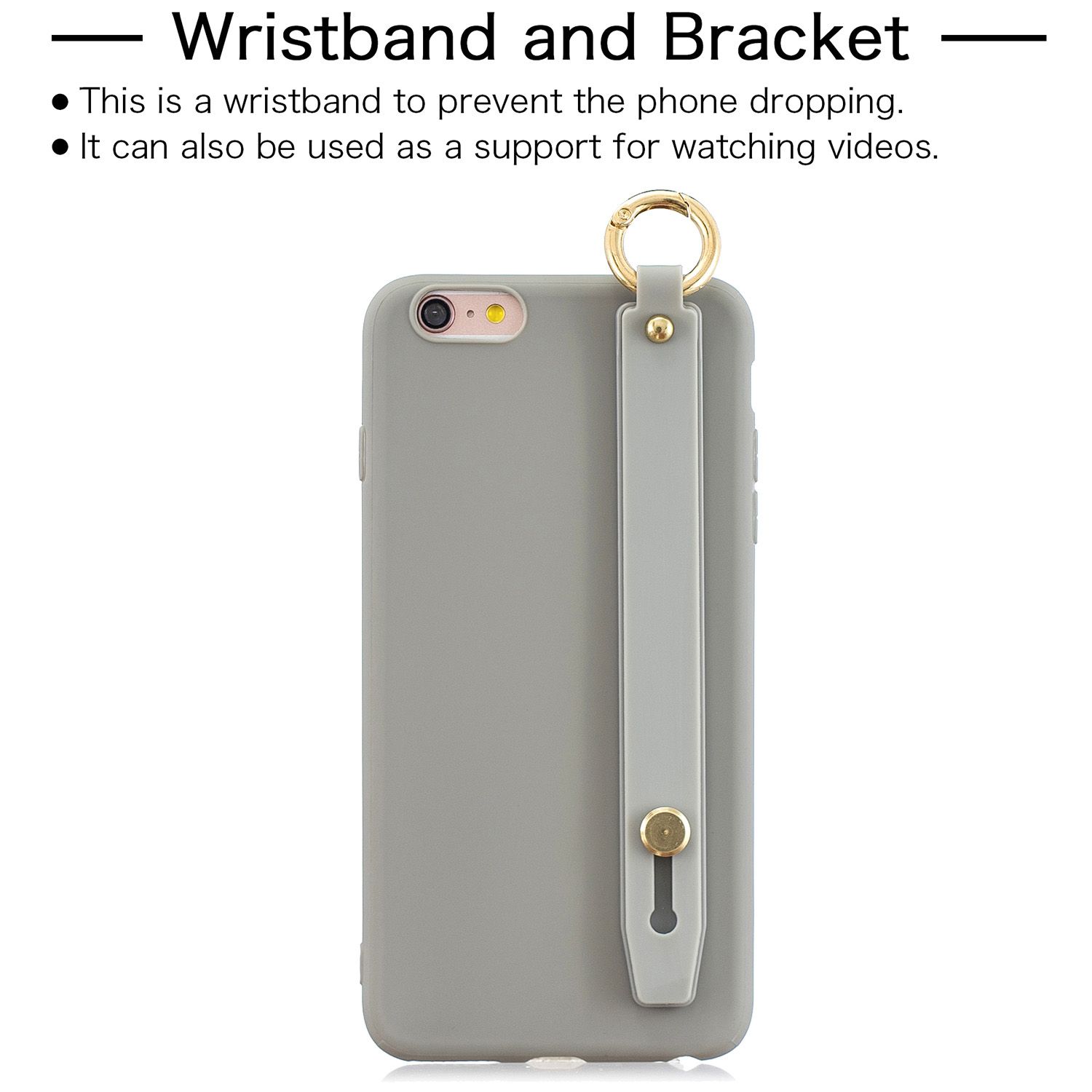 Yfashion For Redmi O ple Solid Color c Wrist Rope Bracket Matte PU Anti-scratch Non-slip Protective Cover Back Case