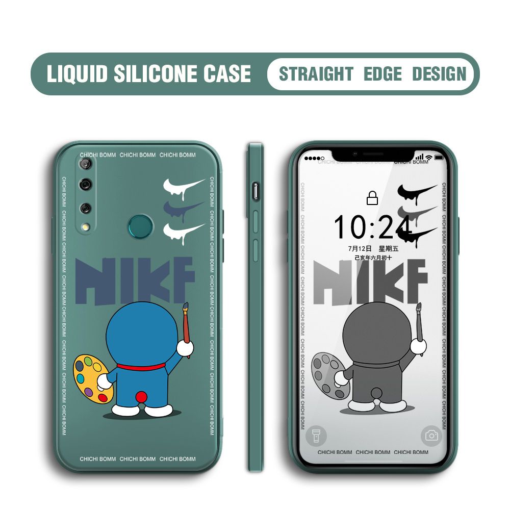 BILI for Huawei Y9 Prime 2019 Back Cover Cartoon Clown Multicolor Liquid Silicone Phone Case Soft Square Lens Protection Phone Cases
