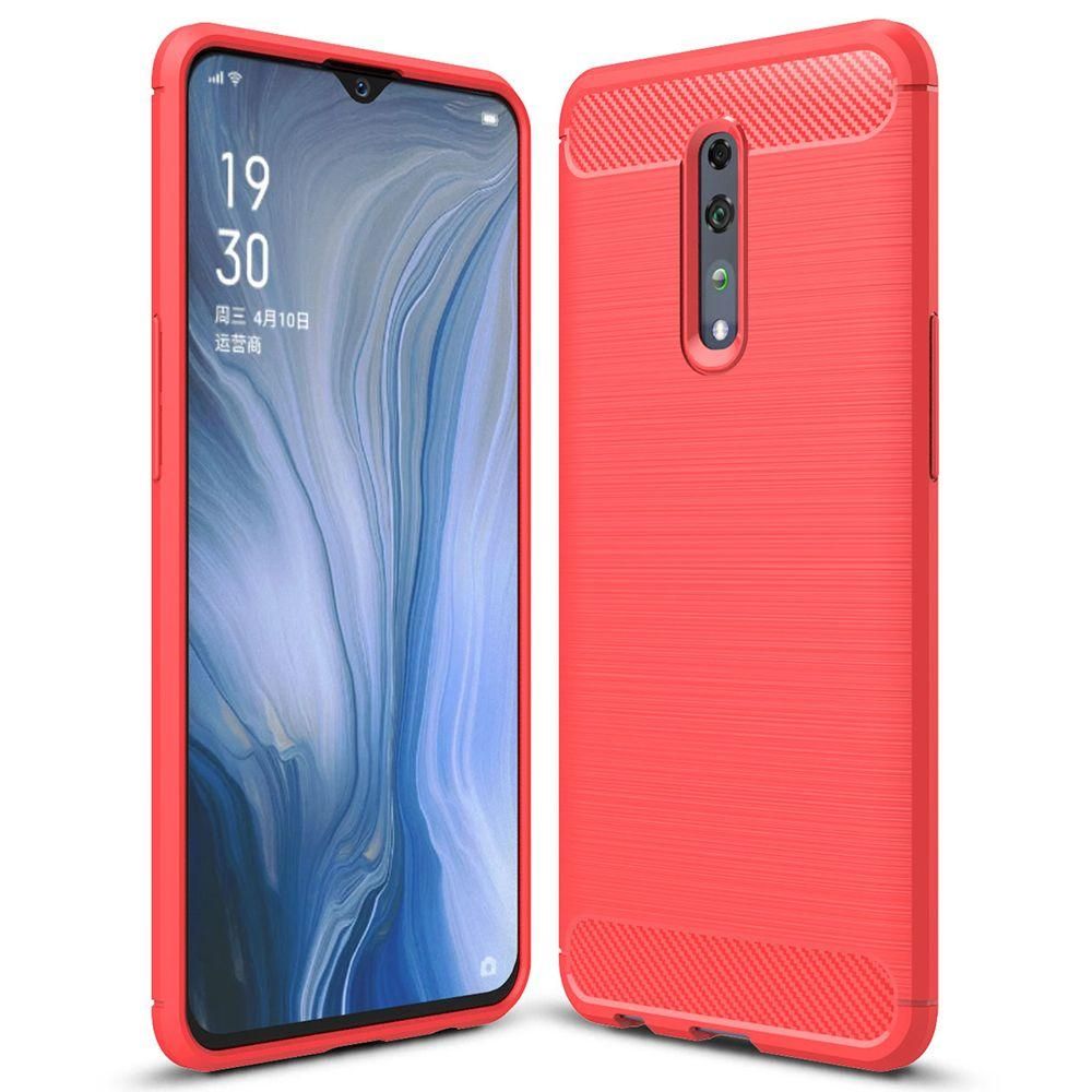 For Oppo Reno Z Carbon Fiber Skin Resilient TPU Shockproof Armor Protective Case Cover