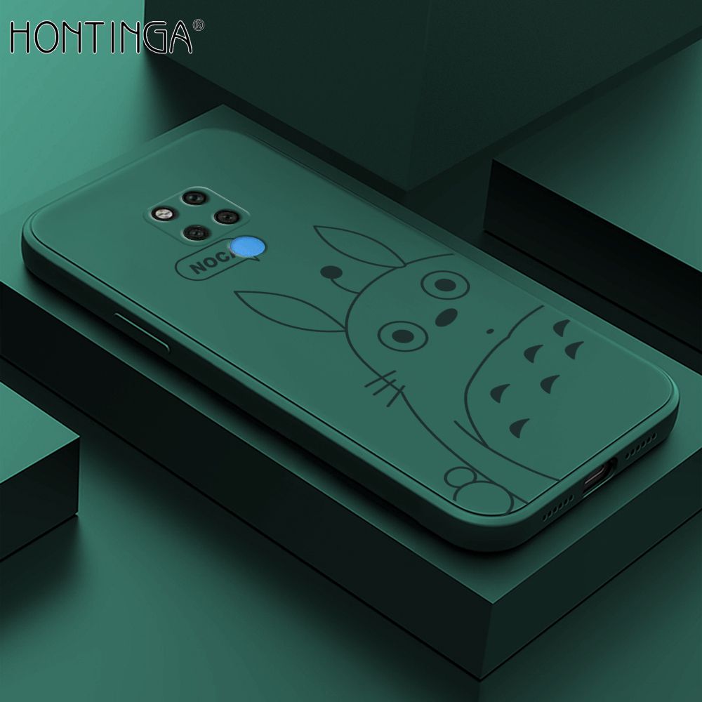Hontinga for Huawei Mate 20X Case Cartoon Cute Totoro Pattern Back Cover Soft Square Edge Liquid Silicone Phone Cases