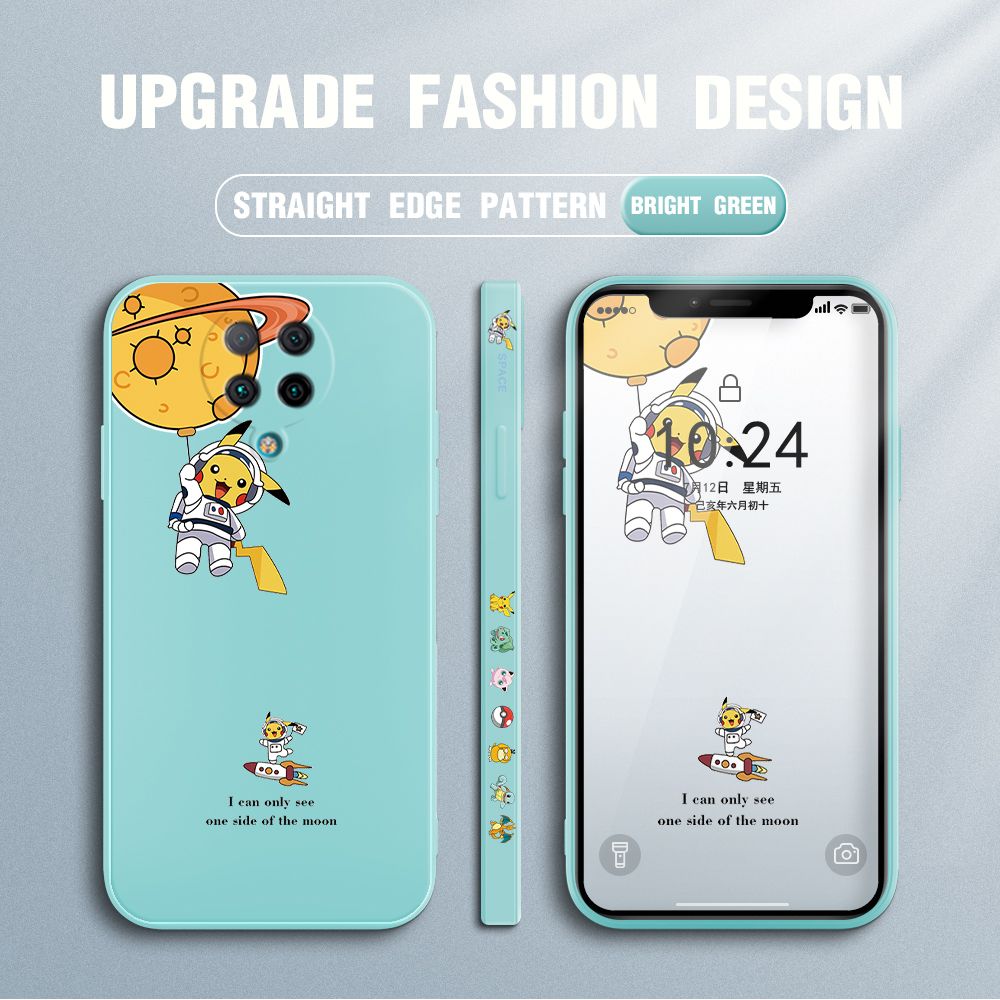 Jizetin for Xiaomi Poco F2 Pro / Redmi K30 Pro Case Side Design Phone Cover Cute Astronaut Pikachu Cover Square Edge Pattern Liquid Silicone Trend Case