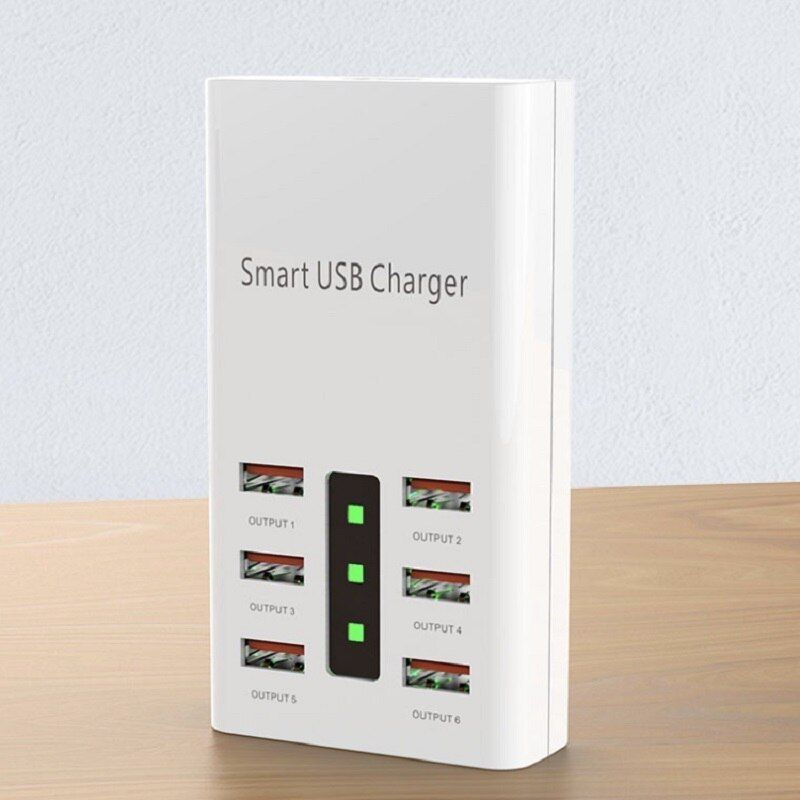 30W Universal 6 Ports USB Hub Smart USB Charger Fast Charging Station Stand Dock Hub 5V/6A Quick Charge for Mobile Phone