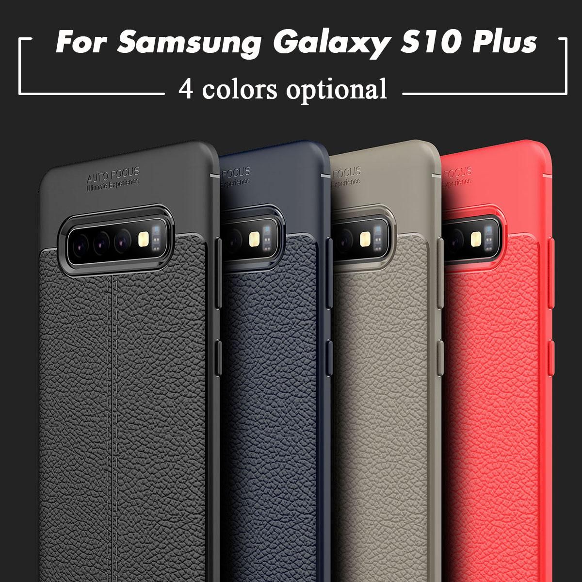 For Samsung Galaxy S10 Plus TPU Leather Protective Phone Case Cover Anti-Scratch