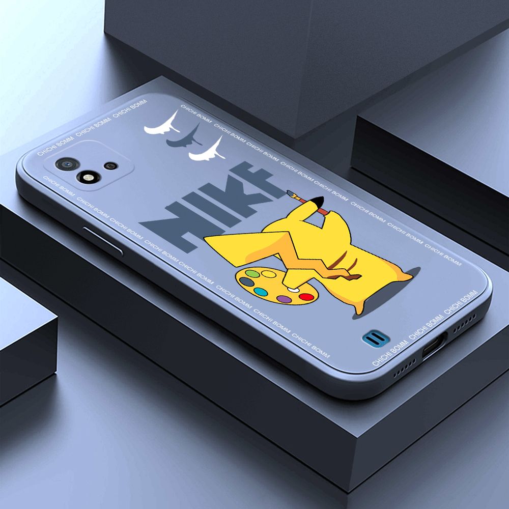 Hontinga for Realme C20 Case Fashion Cartoon Animals Phone Case Phone Case Soft Square Edge Silicone Cases Full Lens Cover Shockproof Protection Cover