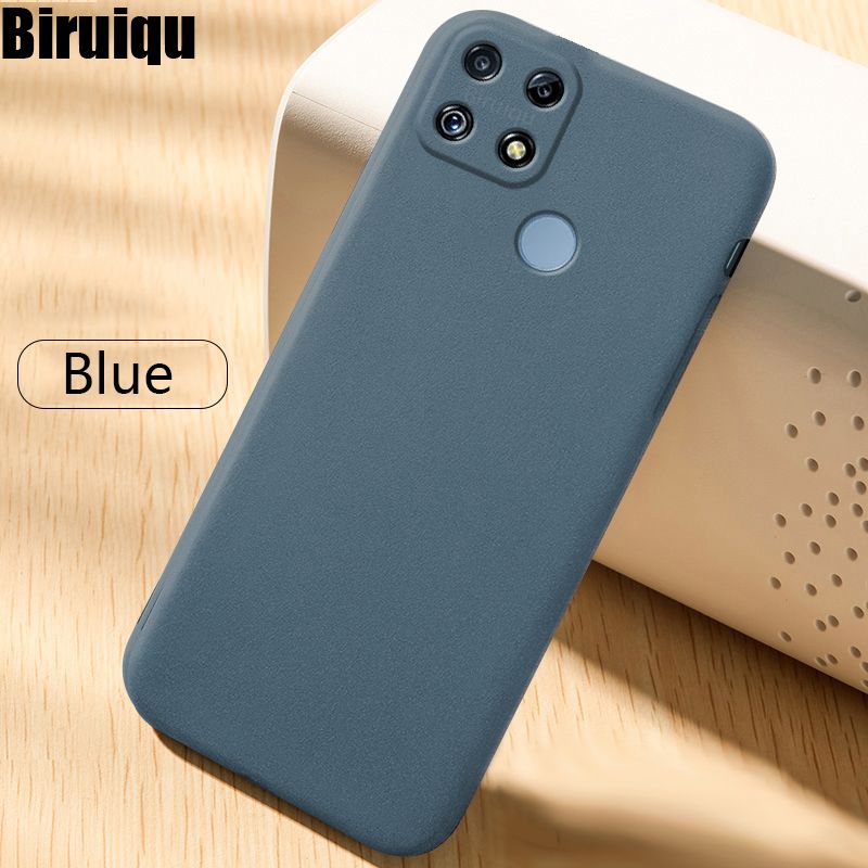 Biruiqu For Realme C25S C25 Shockproof Anti Slip Soft TPU Sandstone Matte Back Case Cover