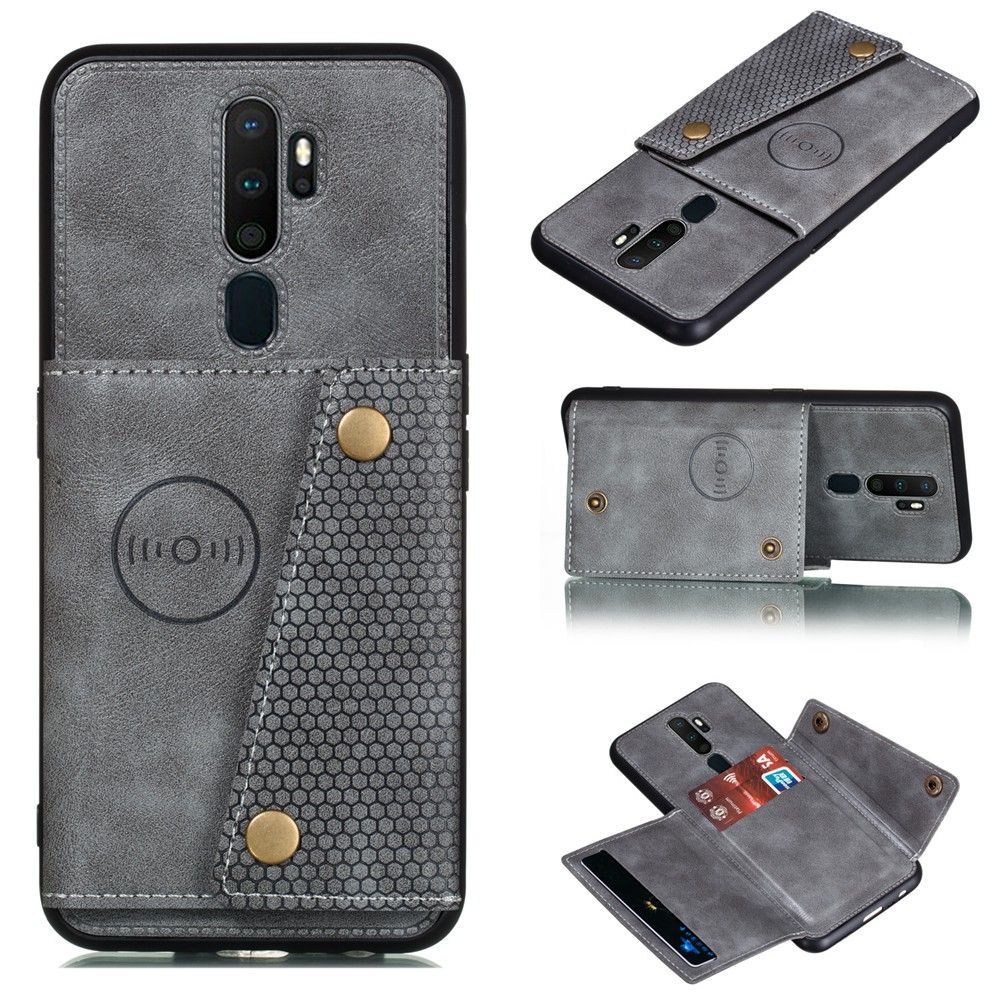For OPPO A5  / A9  / A8 / A31  / A52 / A72 / A92 Phone Case Leather Card Slots Back Cover Shockproof Protection Cellphone Casing