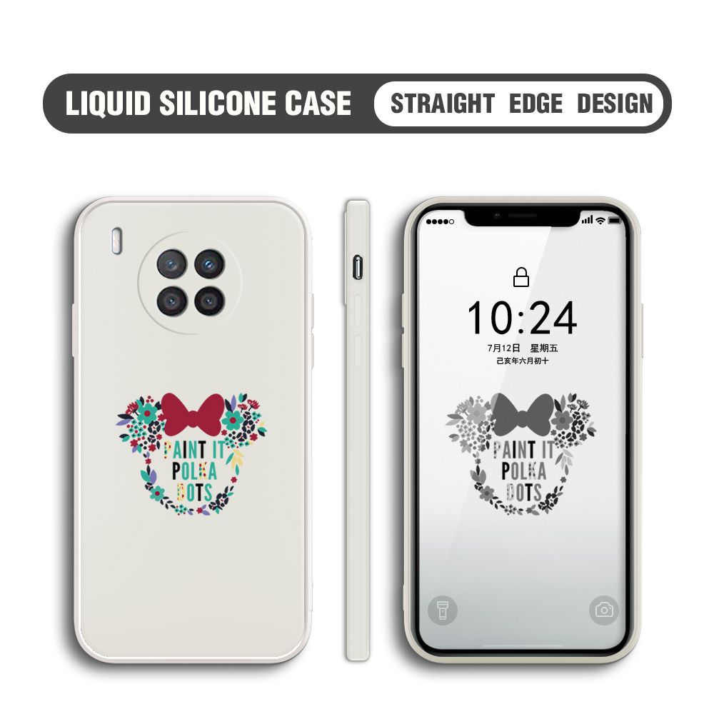 BILI for Huawei Nova 8I / Honor 50 Lite Back Cover Flowers Minnie Multicolor Liquid Silicone Phone Case Soft Square Lens Protection Phone Cases
