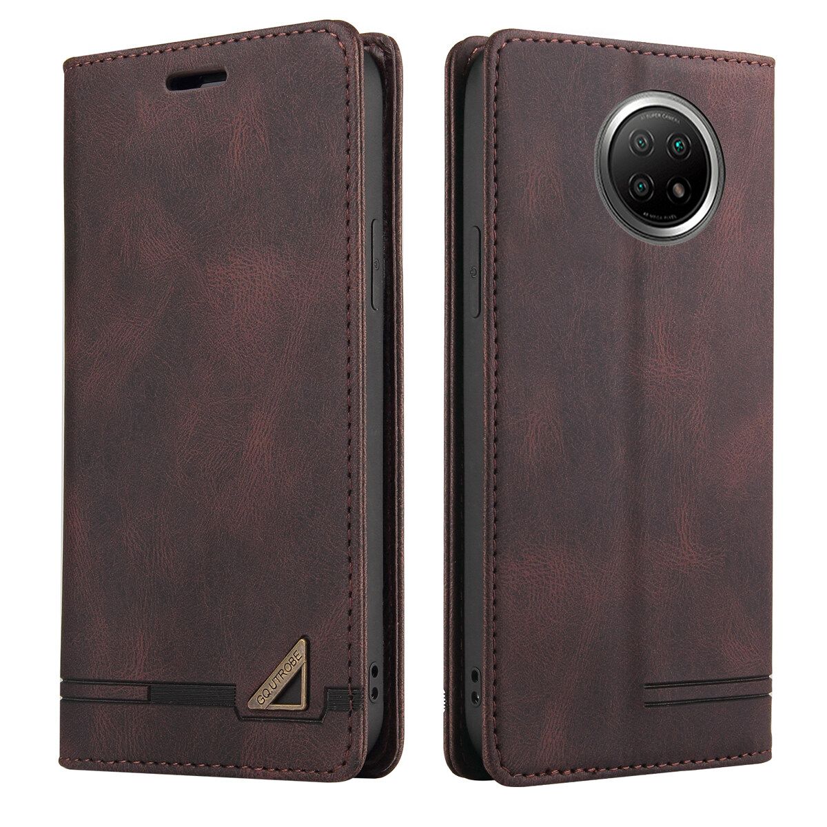 For Xiaomi Redmi Note 9T Retro Anti-theft Brush Wallet Foldable Built-in Card Slot and Magnetic Closure Protective Case
