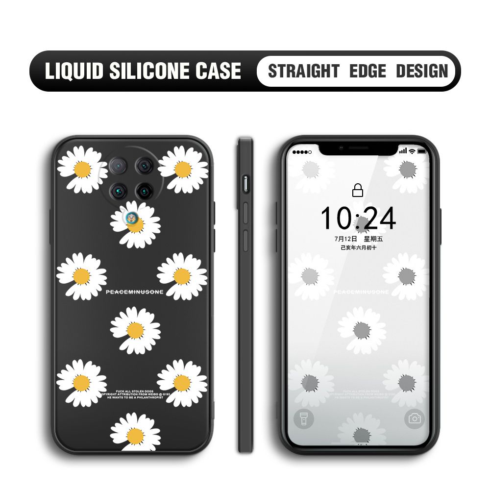 Jizetin for Redmi K30 Pro / K30 Pro ZooM / Poco F2 Pro / Pocophone F2 Pro Back Cover Fashion Style Daisy Pattern Design Liquid Silicone Phone Case Soft Full Camera Protect Phone Cases