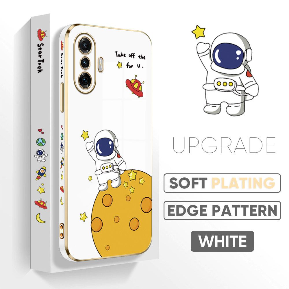 TA for Redmi K40 Gaming / Xiaomi Poco F3 GT Back Cover + Free Lanyard Planet Astronaut Luxury 6D Plating Case Side Pattern Soft Silicone Square Phone Cases