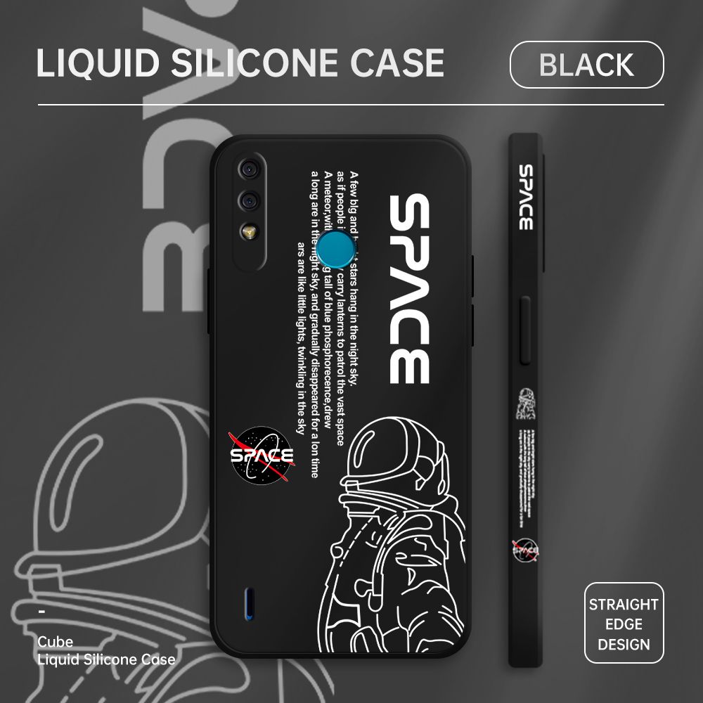 Jizetin for Itel A56 / A56 Pro Back Cover NASA Astronaut Side Design Soft Square Liquid Phone Case Full Camera Shockproof Protection Silicone Phone Cases