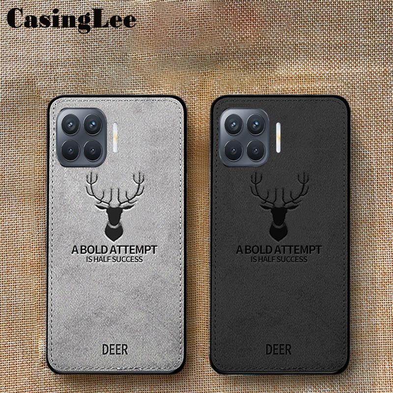 Casinglee for OPPO F17 Case Slim Hybrid matte Deer Elk Design Cloth Phone cover for OPPO F17 case cover