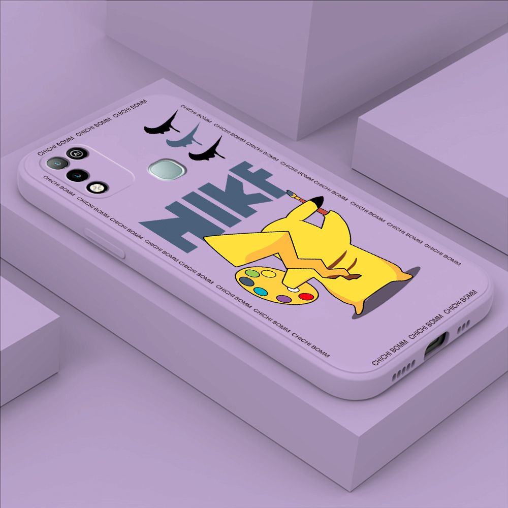 Hontinga for Infinix Hot 10 Play Case Fashion Cartoon Animals Phone Case Phone Case Soft Square Edge Silicone Cases Full Lens Cover Shockproof Protection Cover