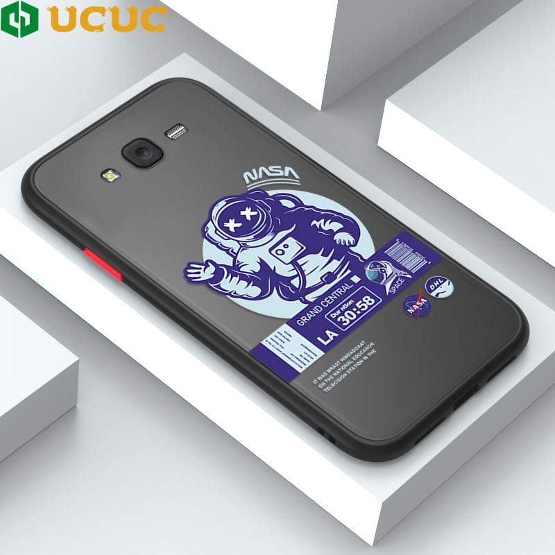 UCUC for Samsung Galaxy J5 2015 J5008 J5009 Back Cover Waving Astronaut Frosted Transparent Hard Phone Case Thin Shockproof Full Cover Camera Protect Case