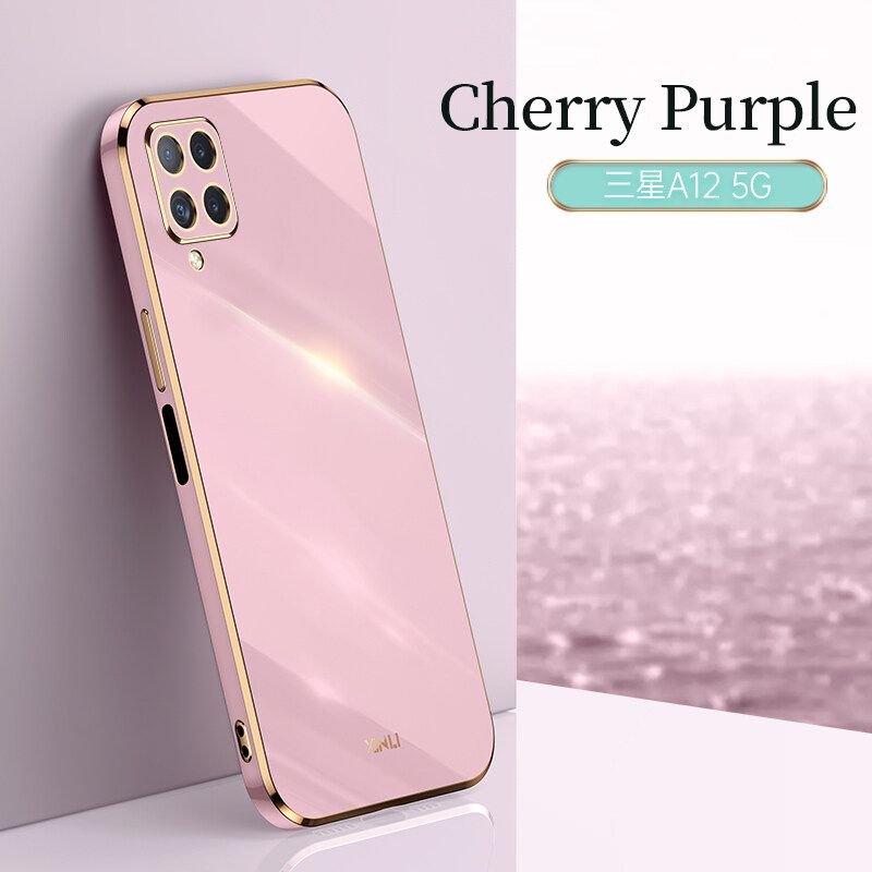 Lereach for Samsung Galaxy A12 / M12 Case Plating Ultra-thin Silicone Soft Phone Cover Frame Bright Color Edge