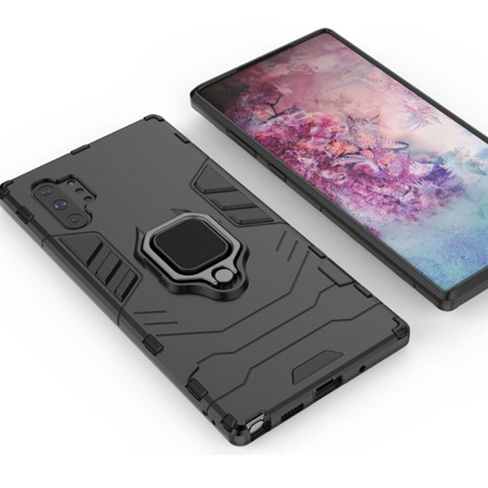 For Samsung Galaxy Note 10+ Case Armor PC Cover Finger Ring Holder Phone Case For Samsung Note10 Plus Cover Shockproof Bumper