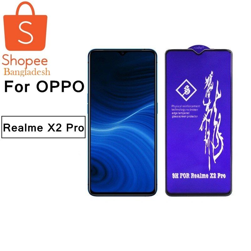 Realme X2 Pro Rinbo Type Tempered Glass Screen Protector Edge to Edge Curve -Black
