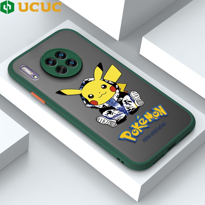 UCUC for Huawei Mate 30 Back Cover Wrapped Pikachu Frosted Transparent Hard Phone Case Thin Shockproof Full Cover Camera Protect Case