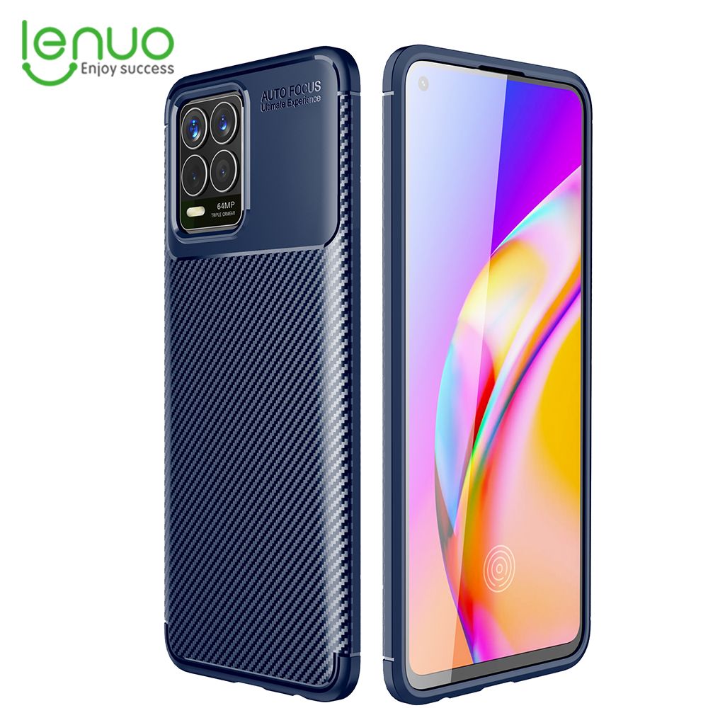 Lenuo for Realme 8 4G / Realme 8 Pro Case Silicone Matte Carbon Fiber Back Cover