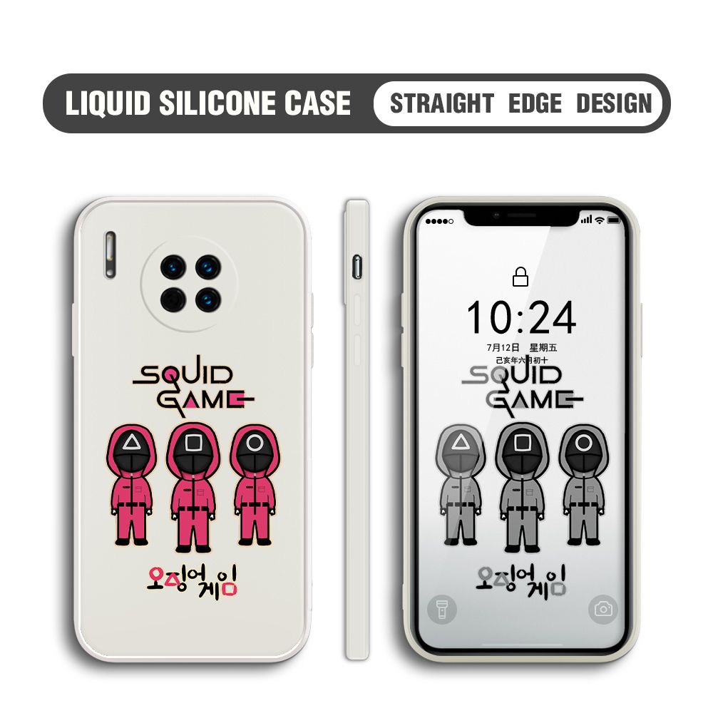 Jizetin for Huawei Mate 30 Case Trend Cartoon Korean Squid Phone Cover Liquid Silicone Case Phone Protective Case