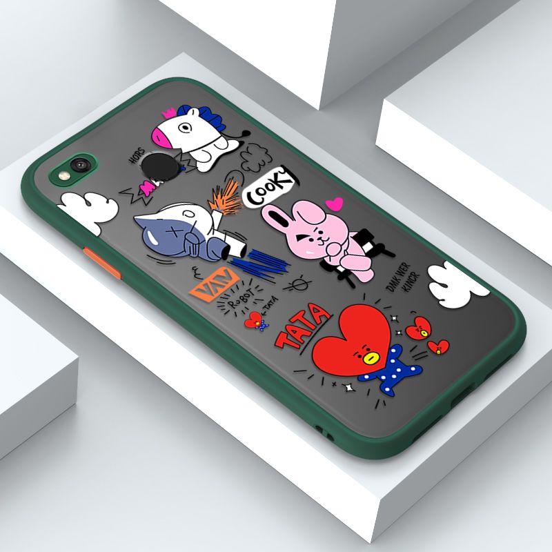 Jizetin for Redmi 4X Cover BTS Animation Image Soft Edge Frosted Transparent Phone Case