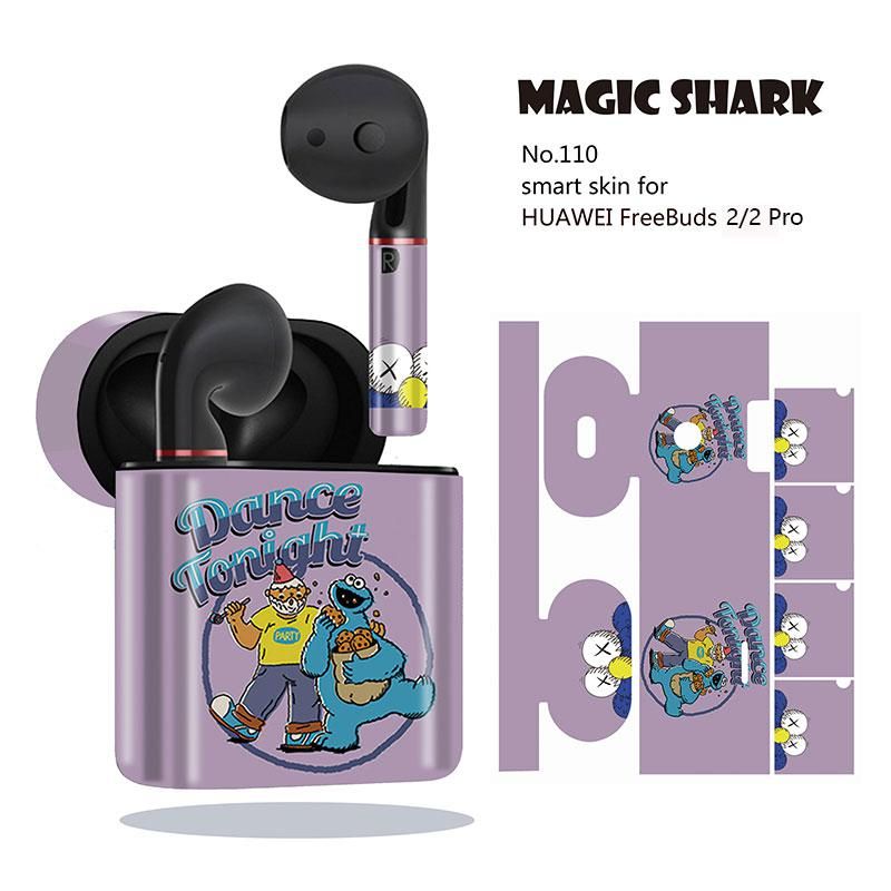 Magic Shark Cartoon Cute Elmo PVC Case Cover for HUAWEI Freebuds 2 2 Pro Wrap Sticker Film HUAWEI Freebuds 2 2Pro