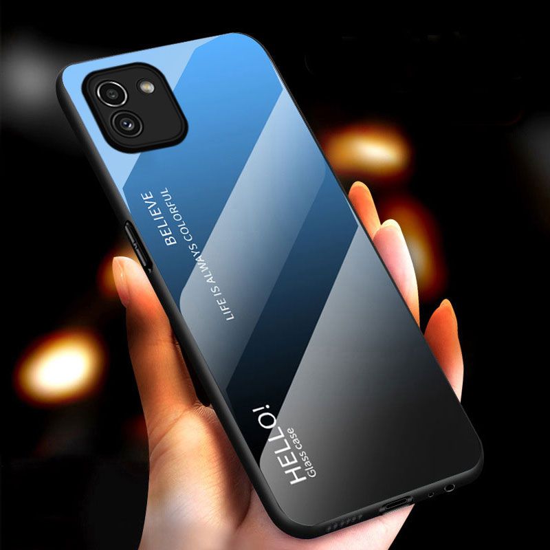 Vantime for Samsung Galaxy A03 Case Gradient Phone Back Hard Glass Cover