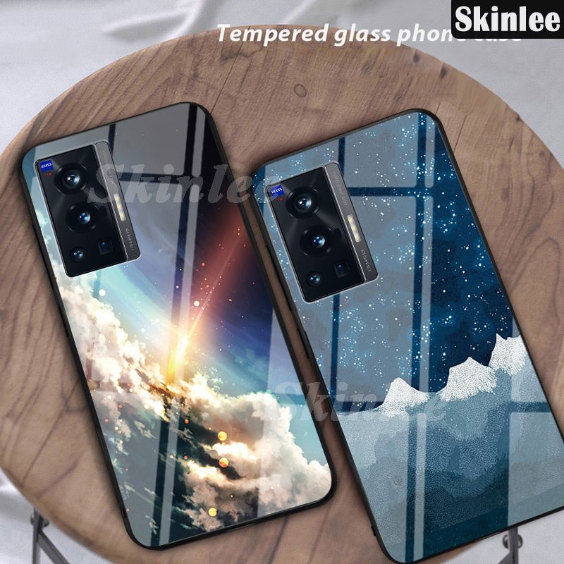 For VIVO X70 Pro Phone Case Couple Starry Moon Back Cover Meteor Start for VIVO X70 Pro Glossy Glass Case