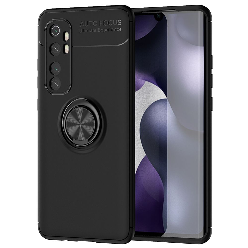 For Xiaomi Mi Note 10 Lite 360 Degree Rotating Ring Clip Holder Case (Compatible with Magnetic Car Mount) Resilient TPU Drop Protection Armor Protective Case Cover