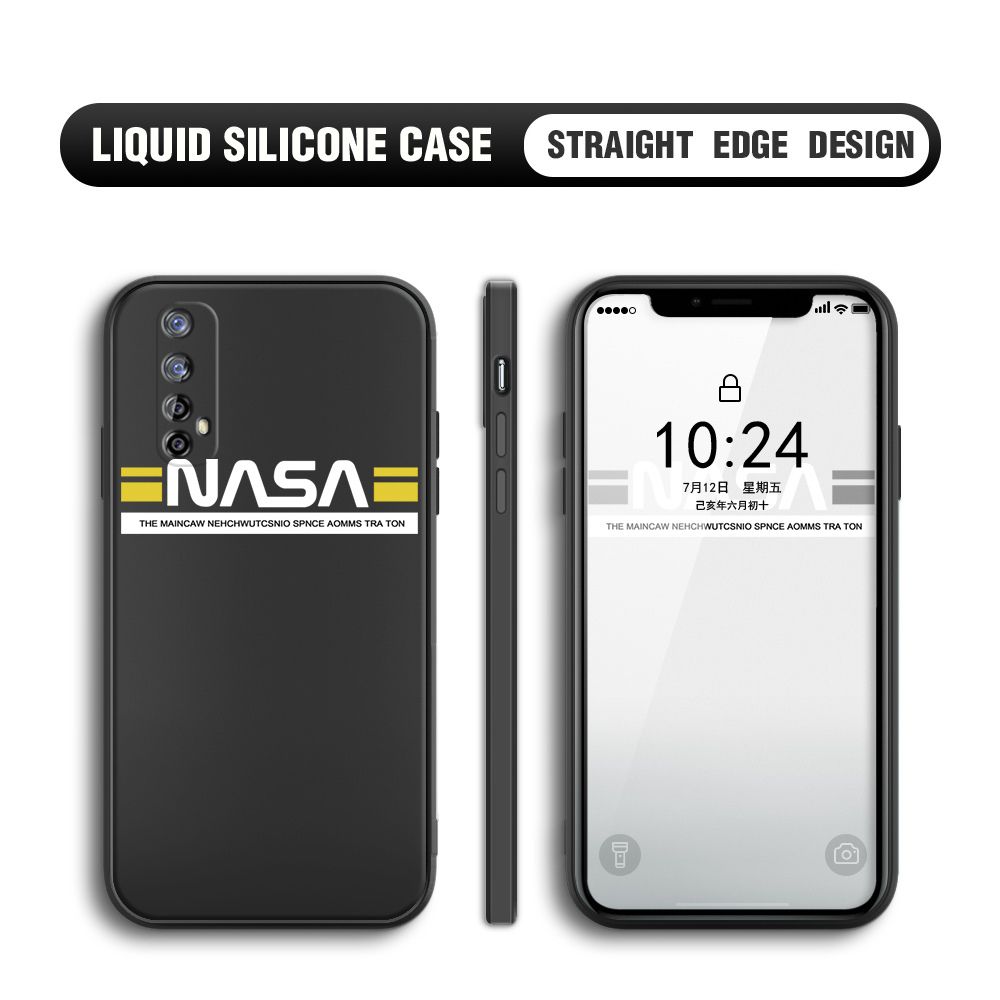 Jizetin for Realme 7 / Narzo 20 Pro Back Cover NASA Spacecraft Pattern Design Liquid Silicone Phone Case Soft Full Camera Protect Phone Cases