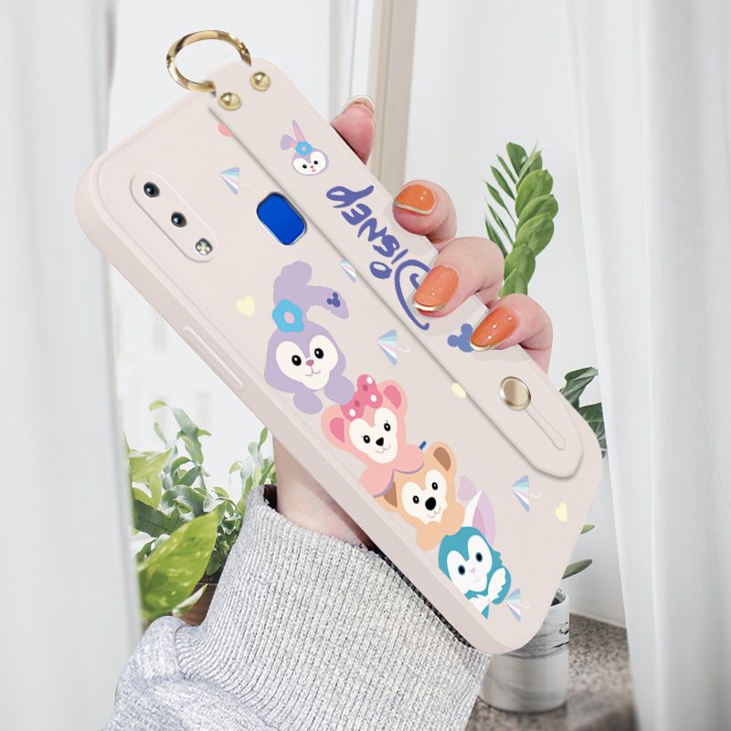 Jizetin for Vivo Y91 / Y95 Wrist Strap Case Creative Cartoon Cute Bunny Cover Ultra Thin Anti Fall Liquid Silicone Phone Case