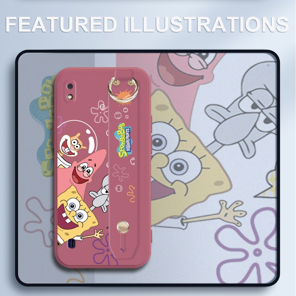 UCUC for Samsung Galaxy A10 Wrist Strap Case Funny Cartoon Sea Creatures Cover Ultra Thin Anti Fall Liquid Silicone Phone Case