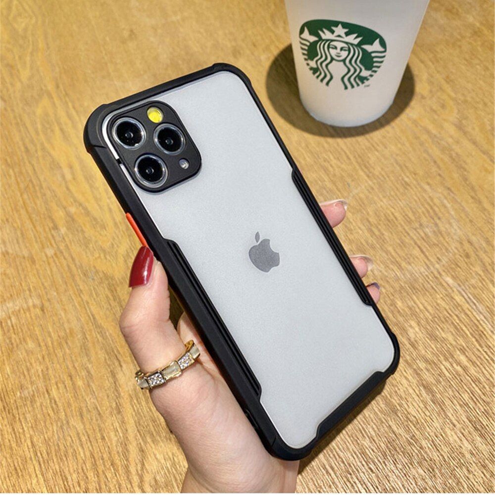 Camera Protection Phone Case For iPhone 12 Mini 11 Pro Xs MAX 6 6s 7 8 Plus Transparent Acrylic+TPU Full Protection Back Cover