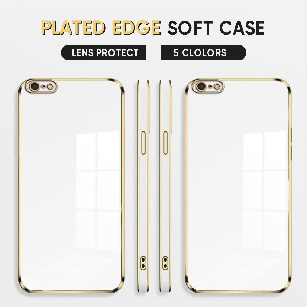 Luxury 6D Plating Case for iPhone 6S Soft Silicone Square Frame Back Cover Shiny Bling Phone Cases
