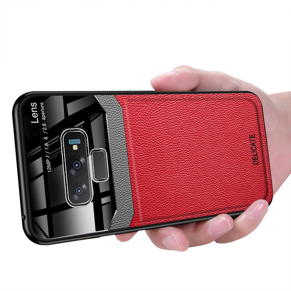 Case For Samsung Galaxy Note 9 Leather Mirror Tempered Glass Shockproof Phone Back Cover