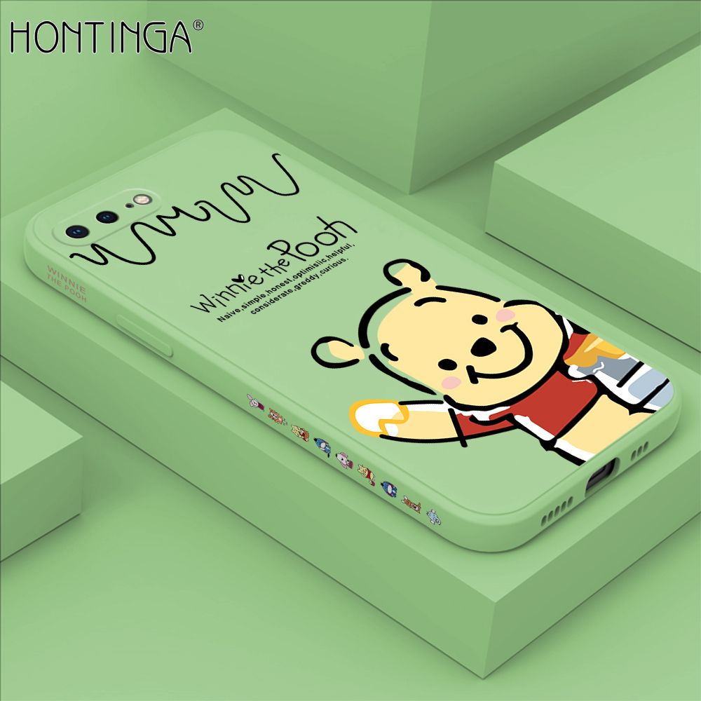 Hontinga for iPhone 7 Plus / 8 Plus Case Side Design Hello Little Bear Back Cover Soft Square Edge Pattern Liquid Silicone Trend Phone Cases