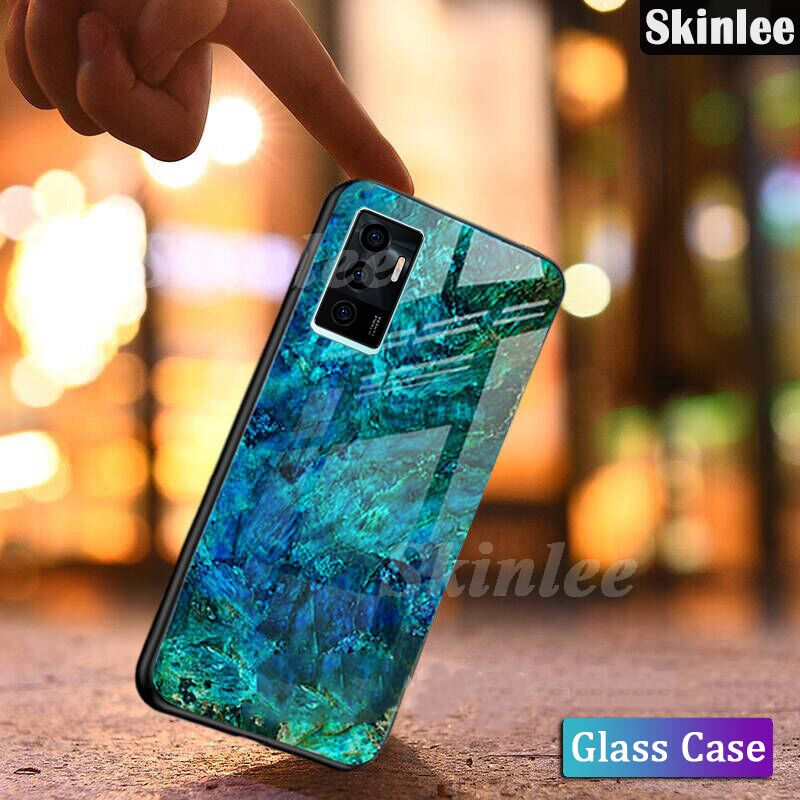 Phone Case for VIVO V23E Back Cover Fashion Marble Tempered Glass Soft Silicone Cases for VIVO V23E Cover