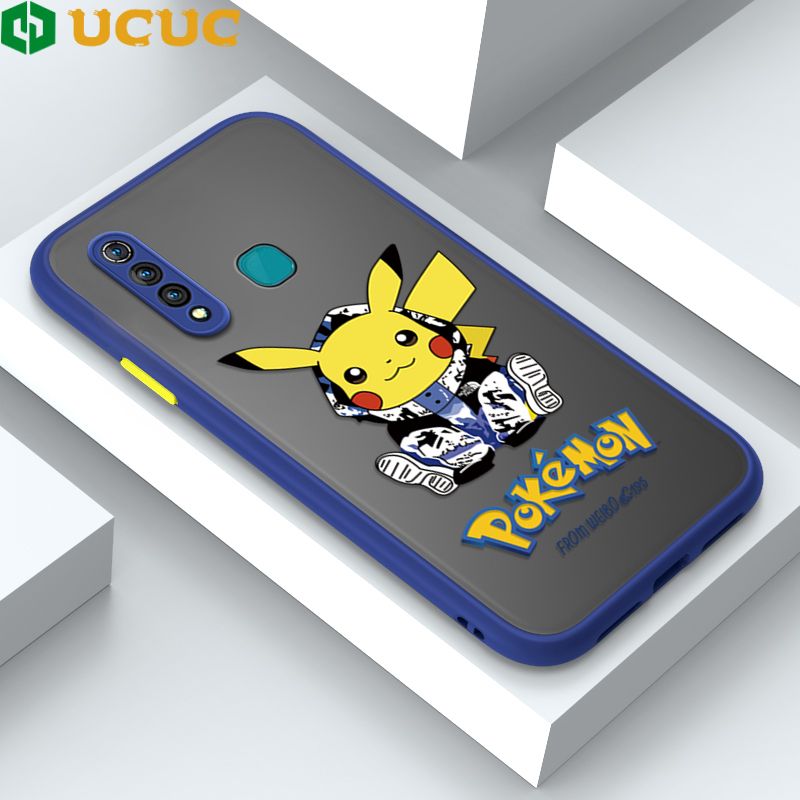 UCUC for Vivo Z1 Pro Z5X Back Cover Wrapped Pikachu Frosted Transparent Hard Phone Case Thin Shockproof Full Cover Camera Protect Case