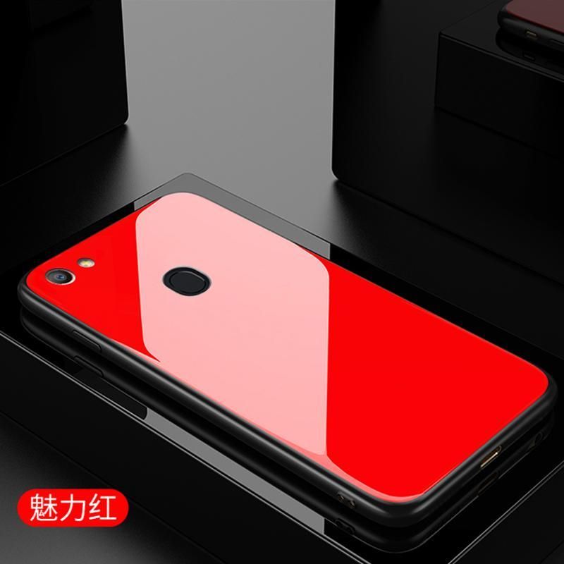 Oppo F5 -  clear Glass Case Phone Back Cover red