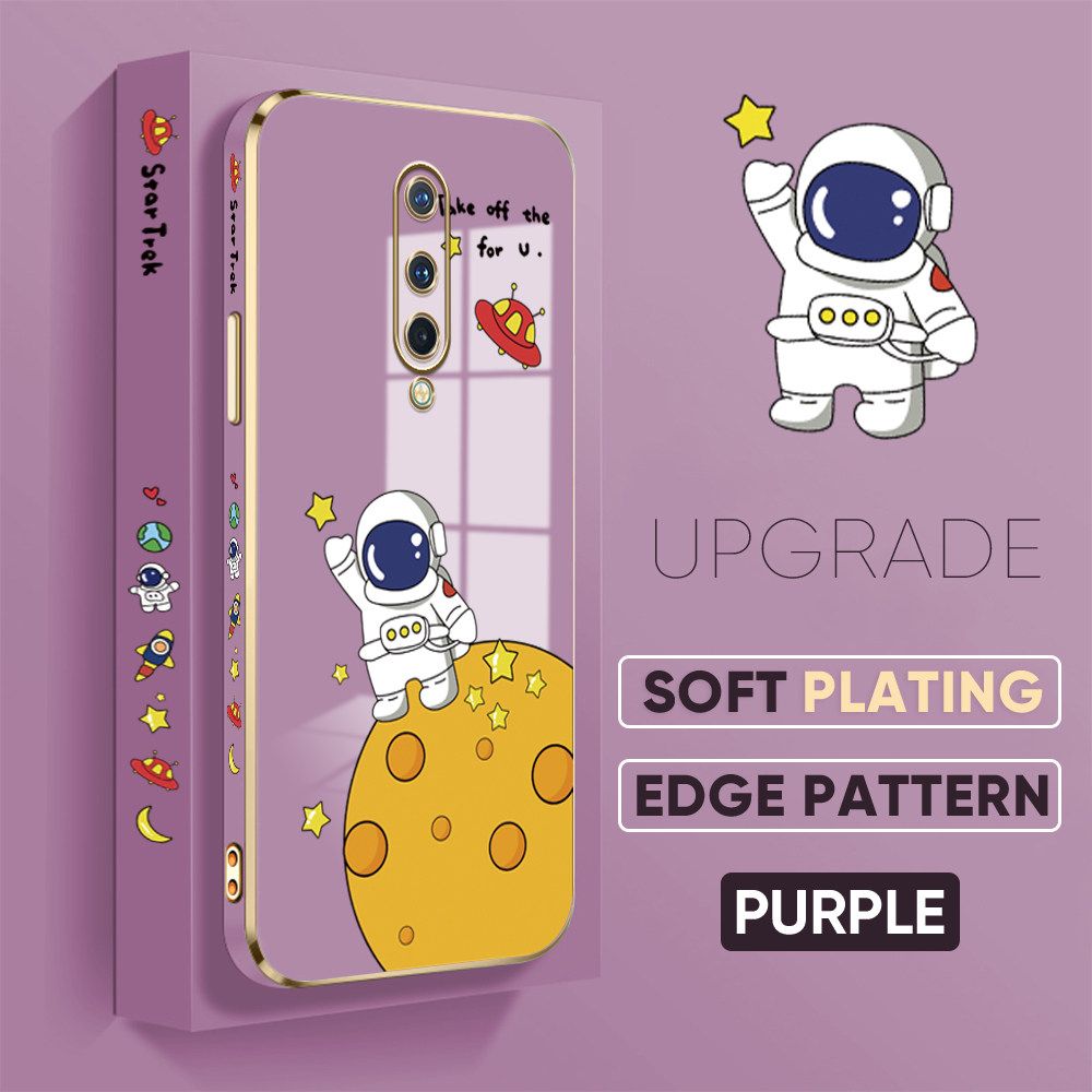 TA for OnePlus 8 Back Cover + Free Lanyard Planet Astronaut Luxury 6D Plating Case Side Pattern Soft Silicone Square Phone Cases