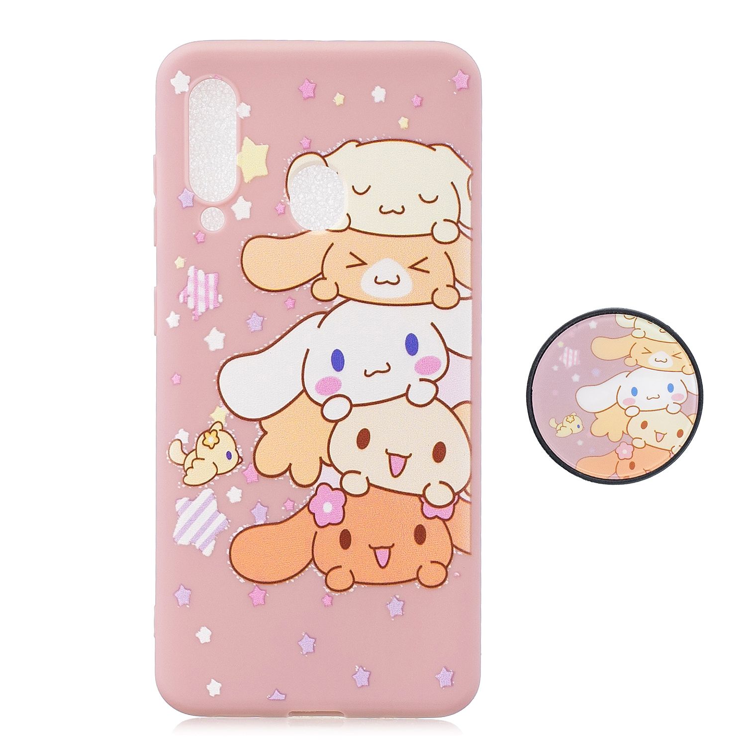 Yfashion For  0 Cute  hin Macaron Color Cartoon Phone Cover Lightweight Soft PU Phone Case Cover with Adjustable Bracket