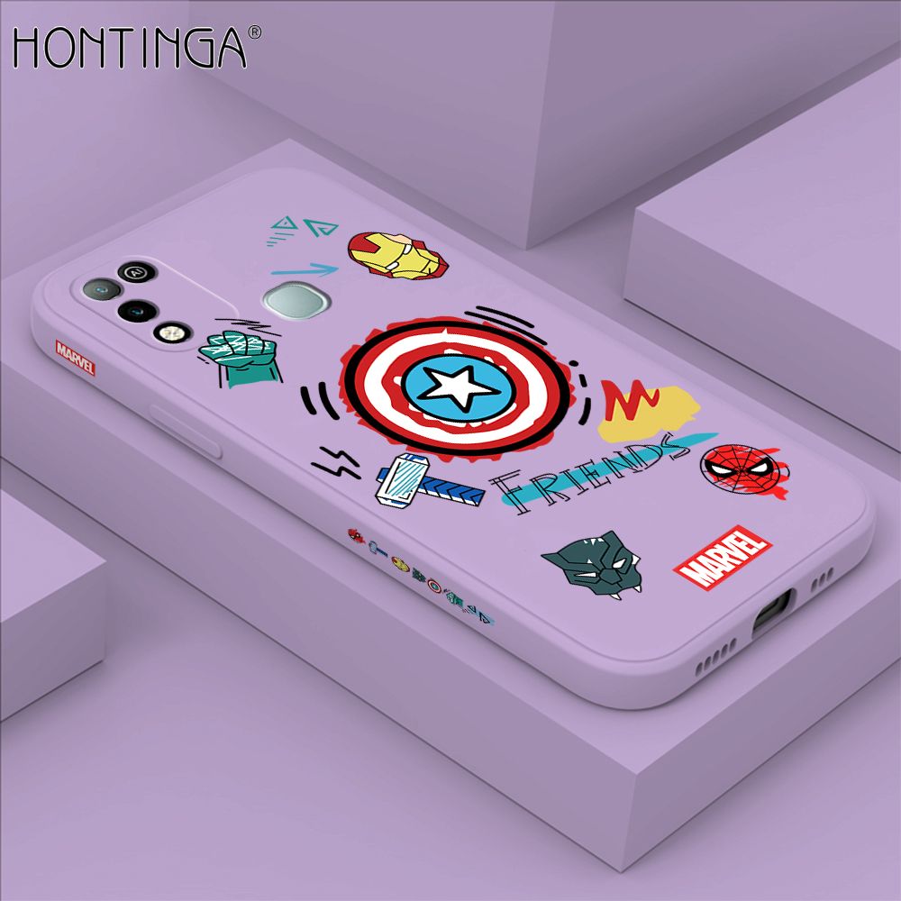 Hontinga for Infinix Hot 10 Play / Hot 11 Play Case Side Design Trendy Cartoon Sign Back Cover Soft Square Edge Pattern Liquid Silicone Phone Cases