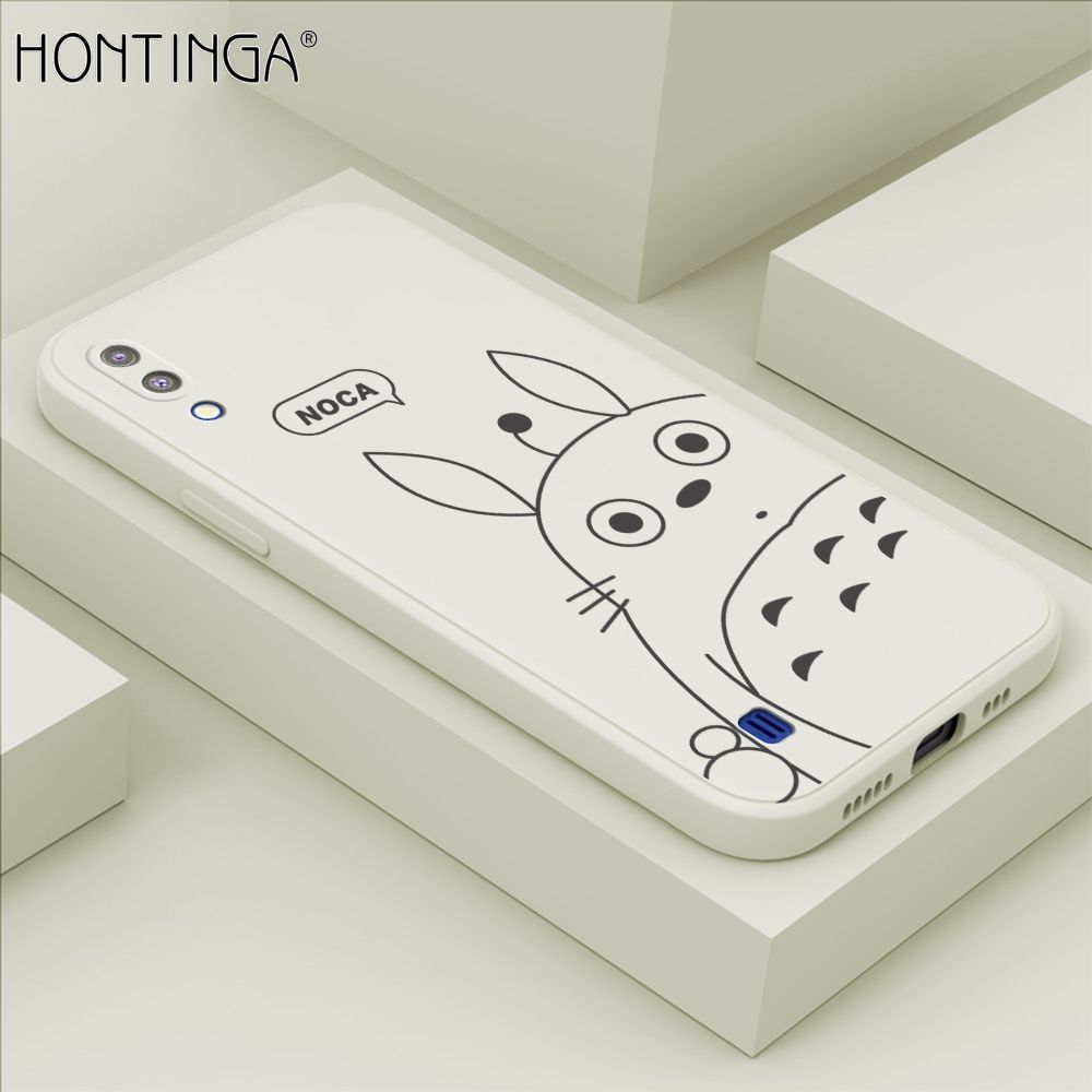Hontinga for Samsung M10 Case Cartoon Cute Totoro Pattern Back Cover Soft Square Edge Liquid Silicone Phone Cases