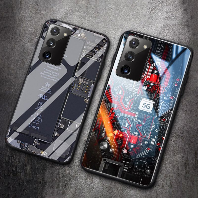 For Samsung Galaxy S22 Back Cover Explorer Version Theme Case Tempered Glass Protector Case for Samsung S22 Case Clear Circuit Board Design Full Coverage Phone cases